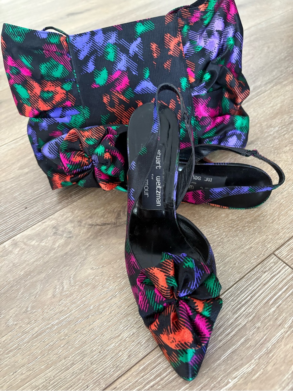 Vintage Stuart Weitzman Matching Heels & Clutch Set | 90s Designer